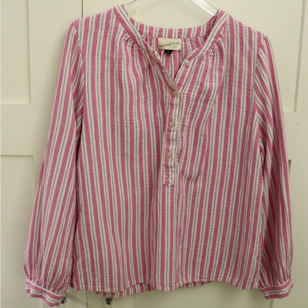 Pink Stripped Preppy Ladies Blouse